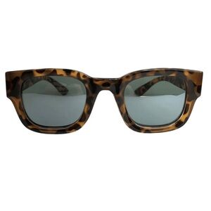 AC Brazil- Animal Print Square Sunglasses w/ Green Mirrored Lenses